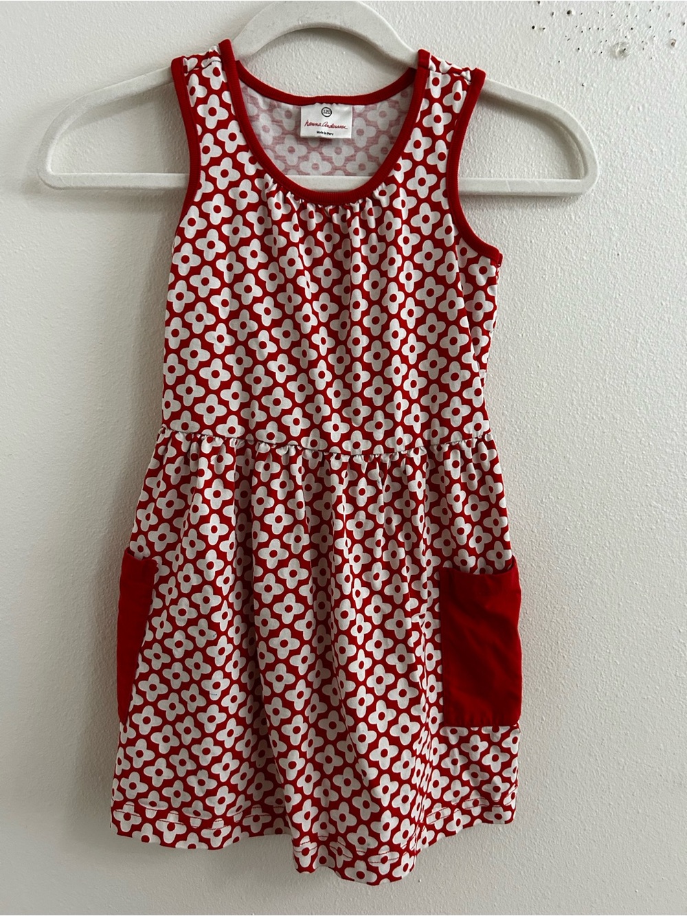Hanna Andersson red and white dress with pockets